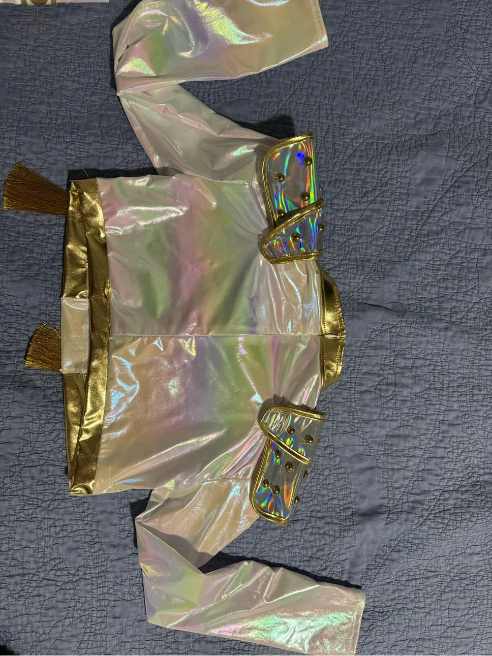 Kids Holographic Gold Trim Costume Set-Zoey with Wig